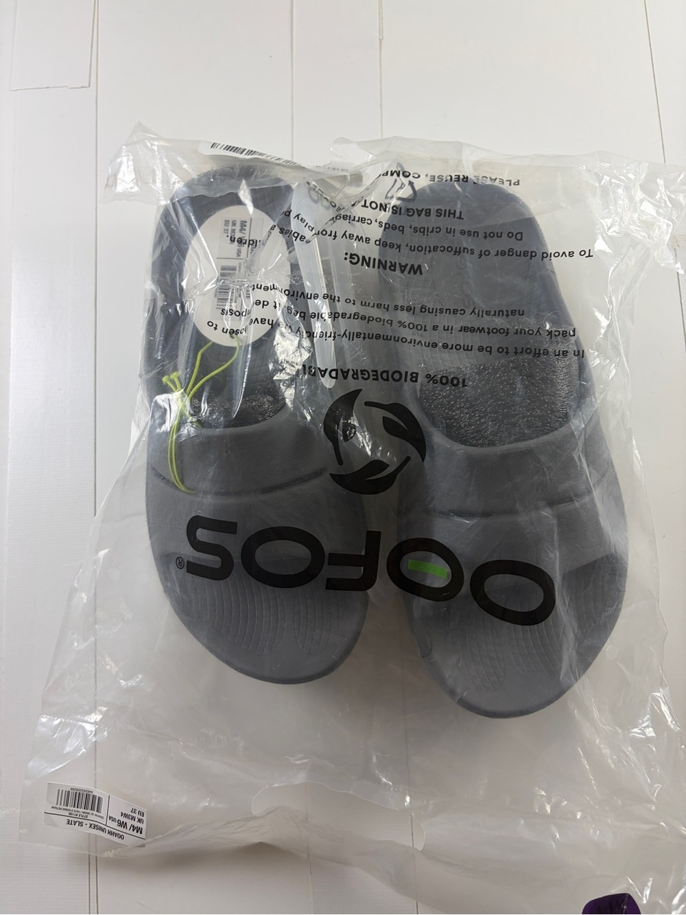 OOFOS Grey Slide Sandals - women’s size 6 - Picture 3 of 4
